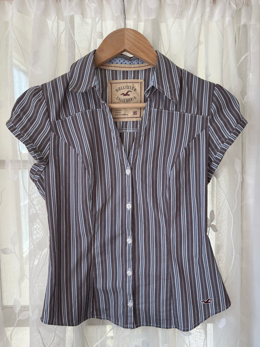 Hollister Striped Short-Sleeve Button-Up Shirt
